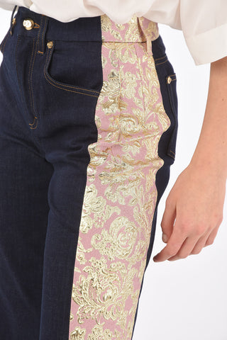 Dark Wash Floral Patterned Profile Denims