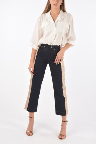 Dark Wash Floral Patterned Profile Denims