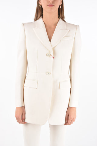 Single-breasted Long Blazer with Pleated Martingale