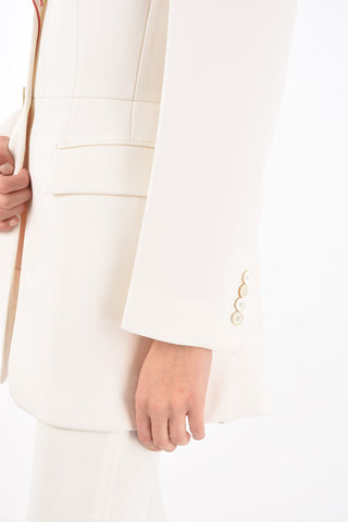 Single-breasted Long Blazer with Pleated Martingale