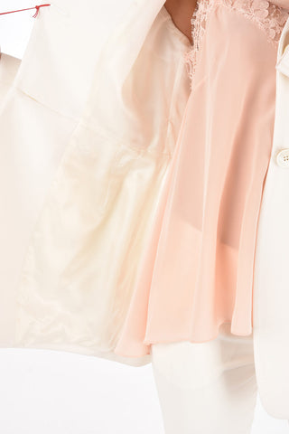 Single-breasted Long Blazer with Pleated Martingale