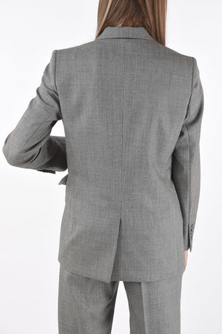 Blazer Doppiopetto in Lana Twill con Rever a Lancia