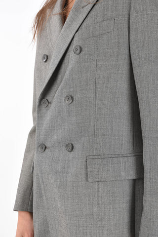 Blazer Doppiopetto in Lana Twill con Rever a Lancia