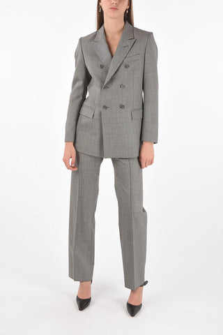 Blazer Doppiopetto in Lana Twill con Rever a Lancia