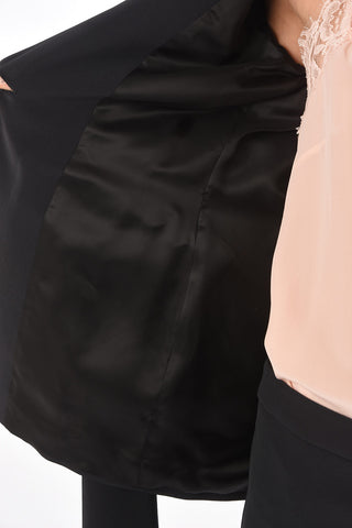 Single-breasted Blazer with Silk Front Drape and Details