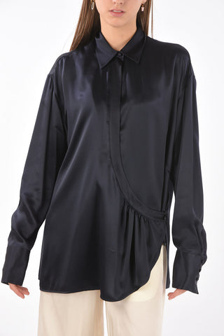 Camicia in Seta a Portafoglio con Collo Francese