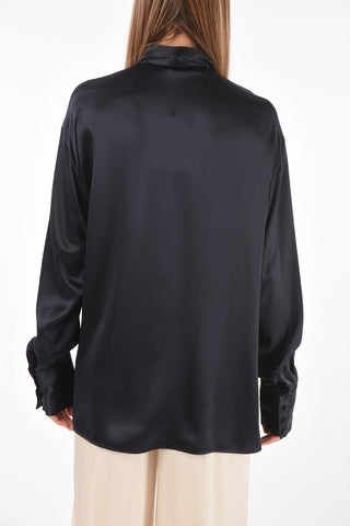 Camicia in Seta a Portafoglio con Collo Francese