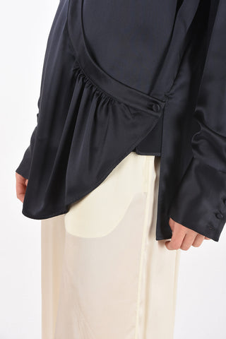 Camicia in Seta a Portafoglio con Collo Francese