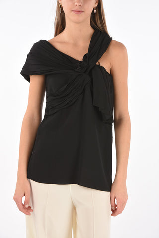 Sablè Fabric Top with Rose and Pleated Details