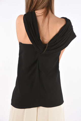 Sablè Fabric Top with Rose and Pleated Details