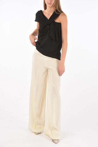 Sablè Fabric Top with Rose and Pleated Details