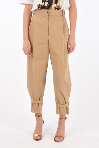 Double-pleated Cotton Pants with Ankle Straps