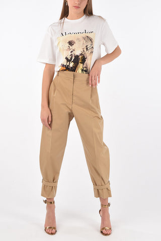 Double-pleated Cotton Pants with Ankle Straps