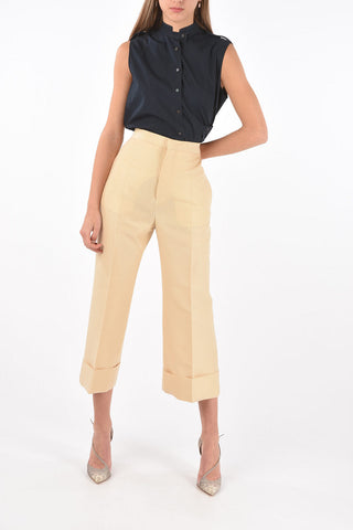 4 Pocket Hidden Fastening Cotton Blend Pants