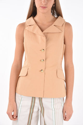 Single-breasted Peak Lapel Vest with Back Split