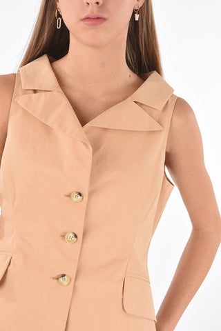 Single-breasted Peak Lapel Vest with Back Split