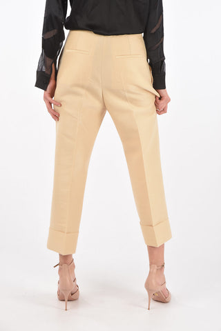 Pantaloni Gaucho in Lana e Seta con Risvolto