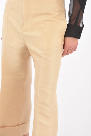 Pantaloni Gaucho in Lana e Seta con Risvolto