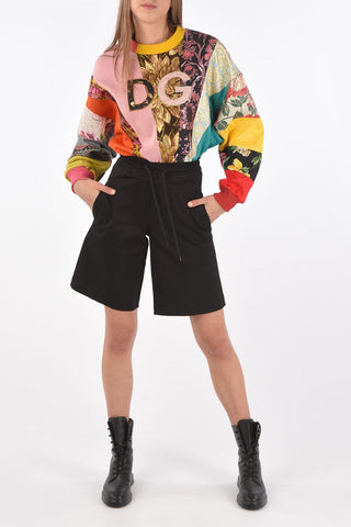 stretch cotton drawstring-waist shorts