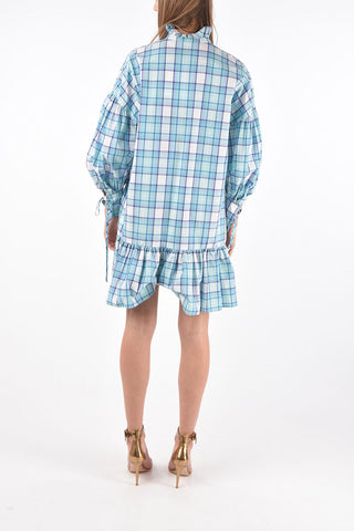 Mini Dress a Quadri Plaid con Gonna Increspata