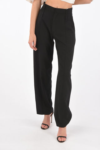 High-Waisted Virgin Wool Blend Palazzo Pants