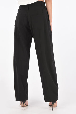 High-Waisted Virgin Wool Blend Palazzo Pants