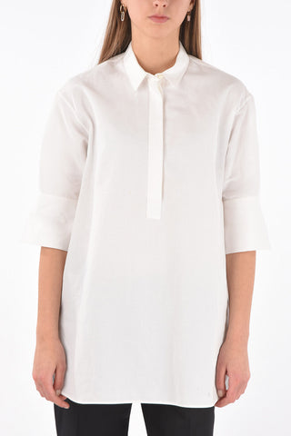 Camicia in Misto Lino con Maniche 3/4