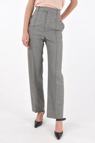 Pantaloni in Lana Twill con Pieghe Frontali