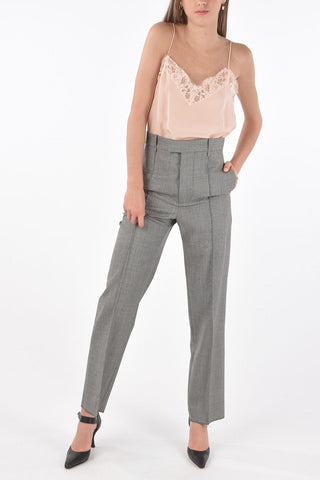 Pantaloni in Lana Twill con Pieghe Frontali