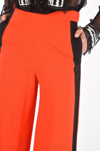 Back Zipped Palazzo Pants with Mesh Side Bands