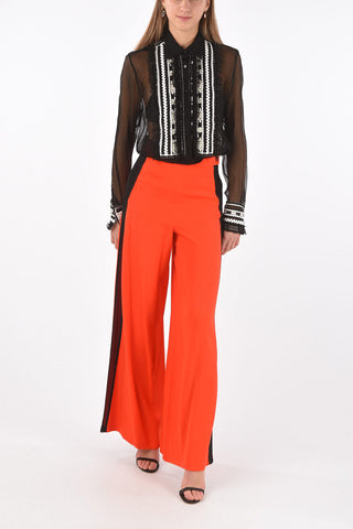 Back Zipped Palazzo Pants with Mesh Side Bands