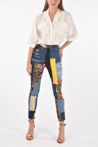 GRACE 5 Pocket Patchwork Design Denims