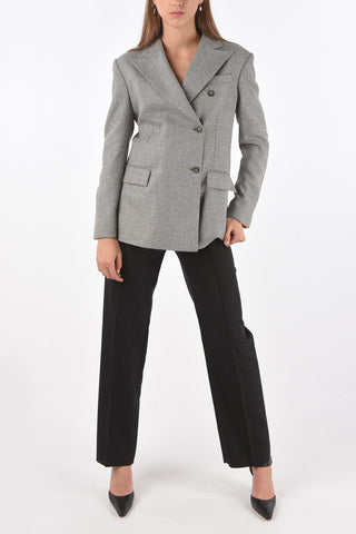 Double-breasted Wool Blazer with Peak Lapel