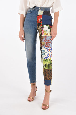 AMBER High-Waisted Patchwork Denims