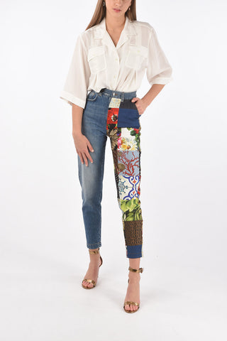 AMBER High-Waisted Patchwork Denims