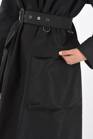 Single-breasted Maxi Pocket Trench with Drawstring