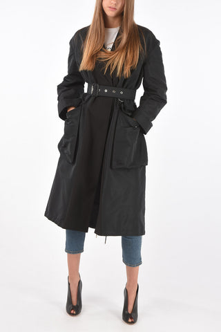 Single-breasted Maxi Pocket Trench with Drawstring