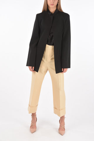 Blazer Avvitato in Lana con Tasche a Filo