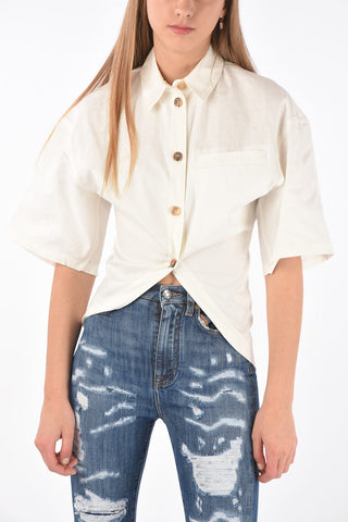 Camicia a Maniche Corte in Misto Lino