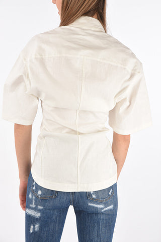 Camicia a Maniche Corte in Misto Lino