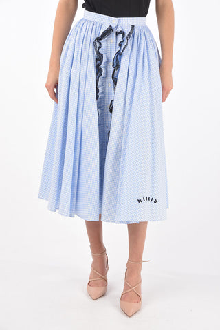 Gonna Svasata Gingham con Abbottonatura Frontale