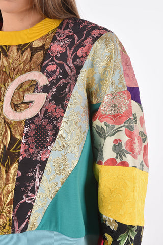 Crew Neck Patchwork Design Sweatshirt