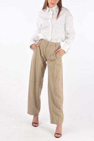 High-Waisted Virgin Wool Blend Palazzo Pants
