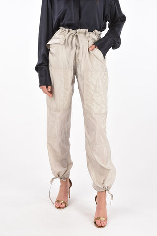 Silk Blend Cargo Pants with Drawstring