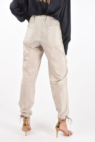 Silk Blend Cargo Pants with Drawstring