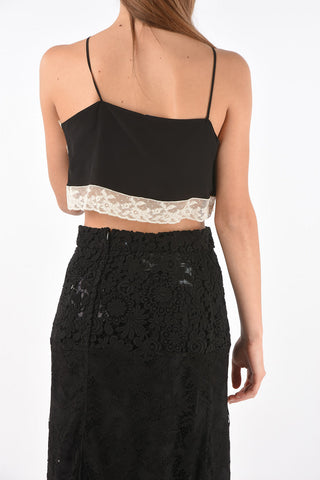 Lace Edged Silk Crop Top