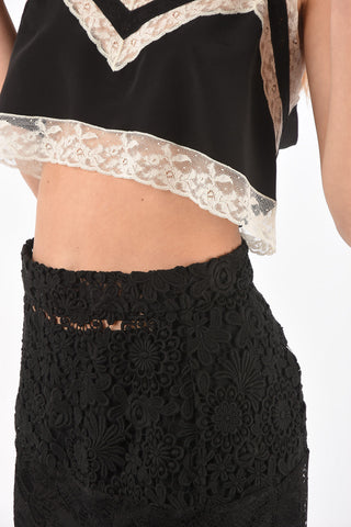 Lace Edged Silk Crop Top