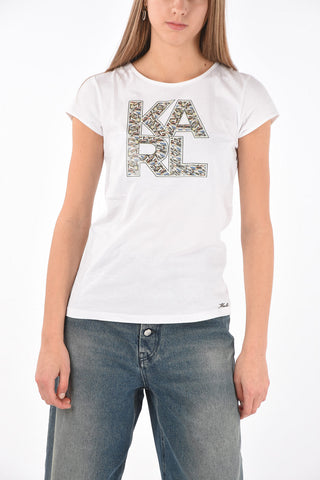 crew-neck t-shirt with maxi print on the front