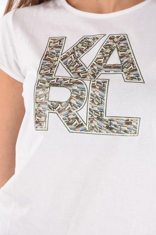 crew-neck t-shirt with maxi print on the front