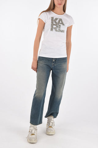 crew-neck t-shirt with maxi print on the front